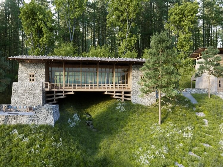 Six Senses Gangtey birdwatching bridge lodge in Bhutan